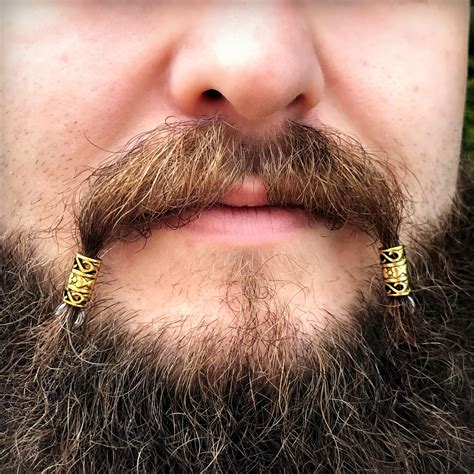 Rune beads hair beard may the gods protect you viking norse runes x 10. Dwarvendom Mustache Bead Kit #3 beard beads viking beard ...