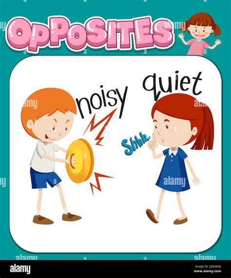 Opposite Words For Noisy And Quiet Illustration Stock Vector Image