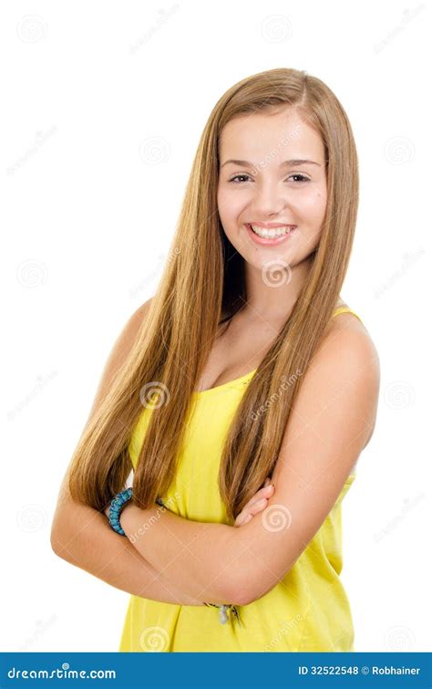 Portrait Of Pretty Teen Girl Smiling Stock Photo Image Of Female