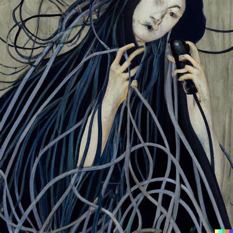 Ukiyo E Painting Of A Woman Hooked Up To Cables Matrix Style