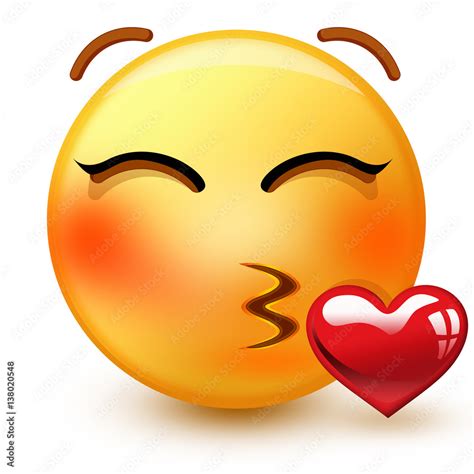 Cute Kissing Face Emoticon Or 3d Very Romantic Emoji Throwing A
