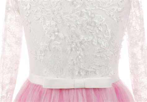 Long Sleeve Lace Embroidery Floral Children Wedding Dress Girls Buy