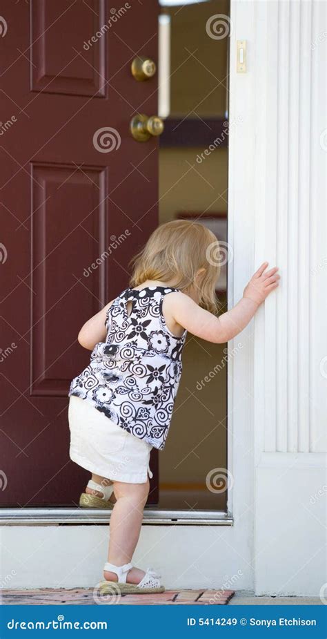 Little Girl Going Into Home Stock Image Image Of Cute Opening 5414249