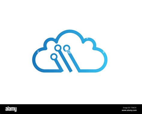 Technology Connect With Clouds Symbol Logo Design Illustration High Tech Icon Cloud Connection