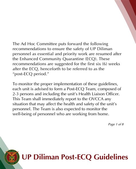 Hi guys, here are the guidelines of ecq and gcq. University of the Philippines Diliman