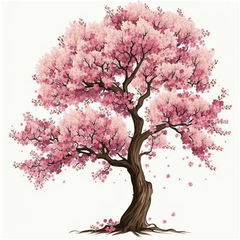 Árbol De Sakura En La Ilustración De Fondo Blanco Foto Gratis