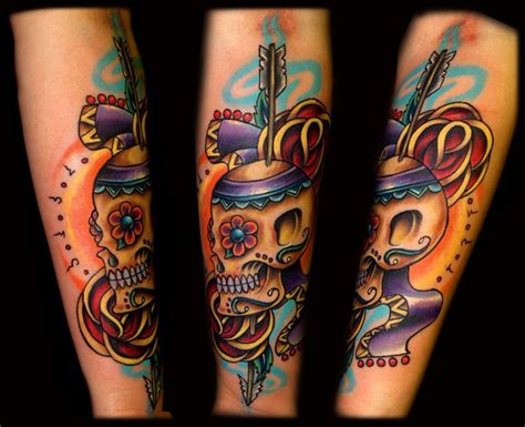 Arm New School Totenkopf Tattoo Von Artistic Element Ink