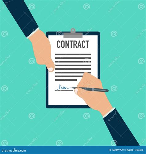 Hand Signing Paper Document Pen Contract Paper Stock Illustration