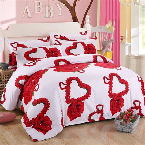 New D Red Love Bedding Set Romantic Wedding Valentines Gift For Her