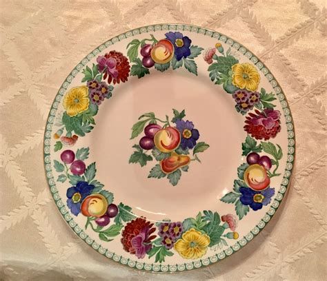 Antique Copeland Spode Fruit And Floral Dinner Plates For Plummer Ltd