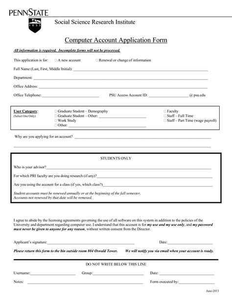 Account Application Form Templates At