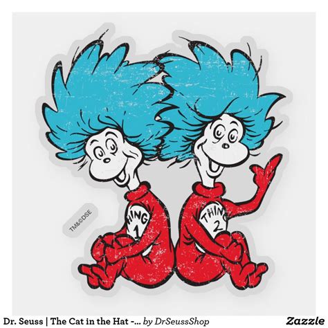 Dr Seuss The Cat In The Hat Thing 1 Thing 2 Sticker Zazzle Dr Seuss Art Dr Seuss