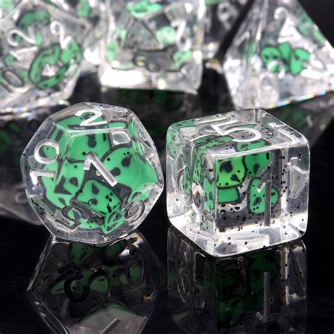 Haxtec Ghost Dnd Dice Set 7pcs Polyhedral Filled Resin Dice Set With S
