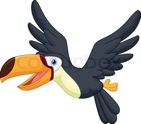 Cute Cartoon Toucan Bird Flying Stock Vector Colourbox