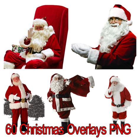 60 Christmas Overlays For Photoshop Santa Clause Christmas Etsy