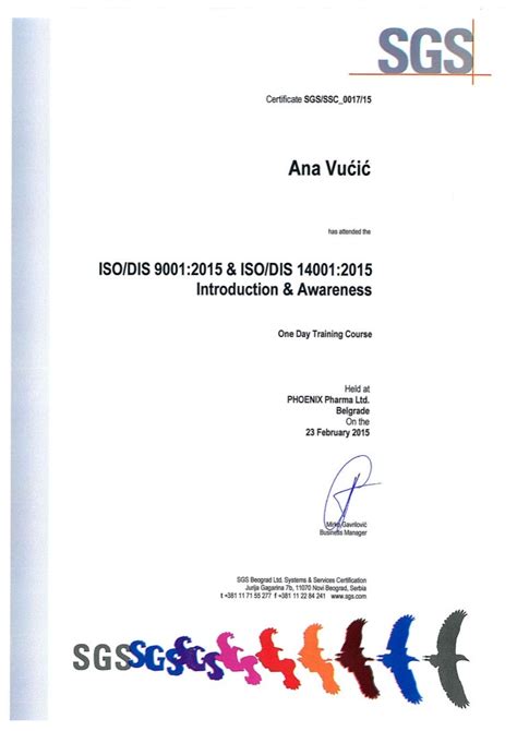 Sgs Certificate Iso Dis 9001 2015andiso Dis 14001 2015
