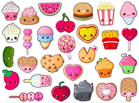 Food Stickers Kawaii Stickers Printable Stickers Cute Stickers
