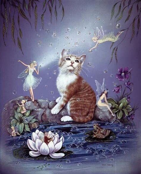 Kitten And Fairy Art Painting Artwork Cat Kitty Chat Gatito Feline