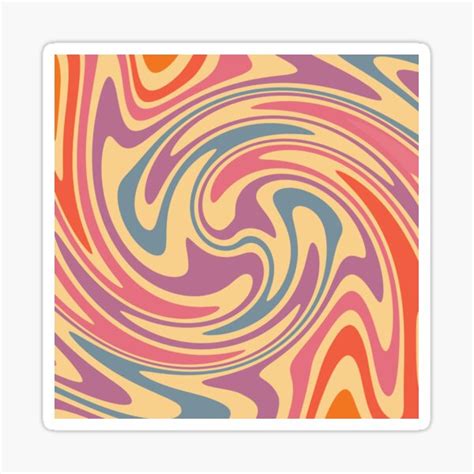 70s Retro Swirl Color Abstract 3 Art Print Sticker For Sale By