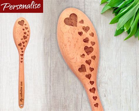 Custom Engraved Wooden Spoon With Lots Of Hearts Queen Of Hearts