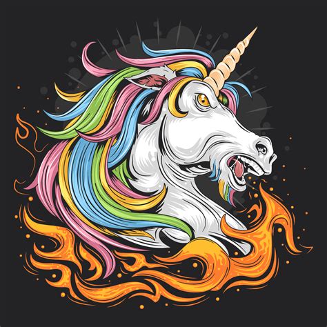 Angry Unicorn With Fire Design 1019284 Vector Art At Vecteezy