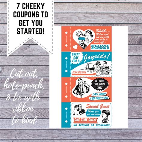 Printable Naughty Retro Coupon Booklet For Couples Love Etsy