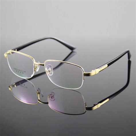 Rui Hao Eyewear Brand Gold Eyeglasses Frame Men Half Rimless Big