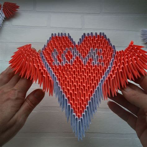 3d Origami Pink Heart With Wings Present T Etsy