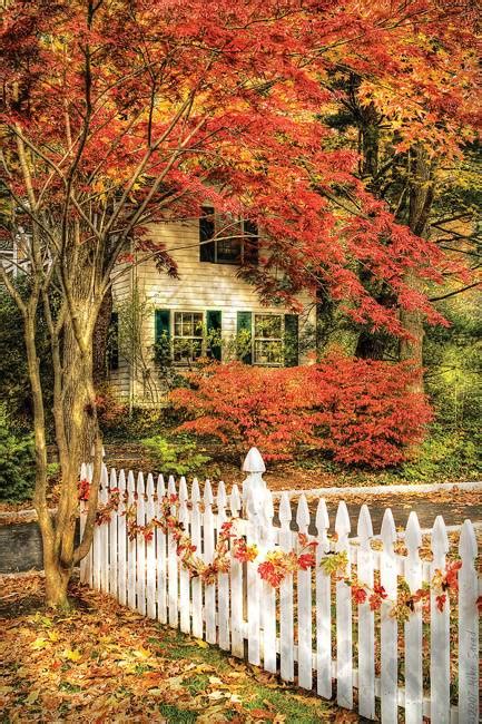 Fall Colors Beautify Modern Houses And Landscape Throughout Bright Season