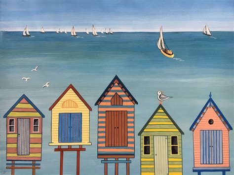 Beach Huts Framed Limited Edition Seaside Print By Edwina Cooper
