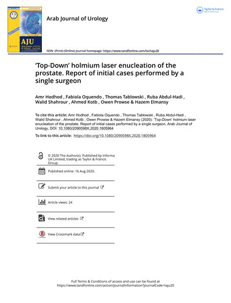 Pdf ‘top Down Holmium Laser Enucleation Of The Prostate Report Of Initial Cases Performed By