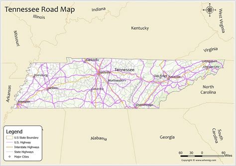 Tennessee Road Map Check Us And Interstate Highways State Routes