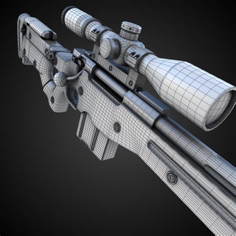 Awm Sniper Rifle Hi Res 3d Model Max Obj Fbx Lwo Lw Lws Ma Mb