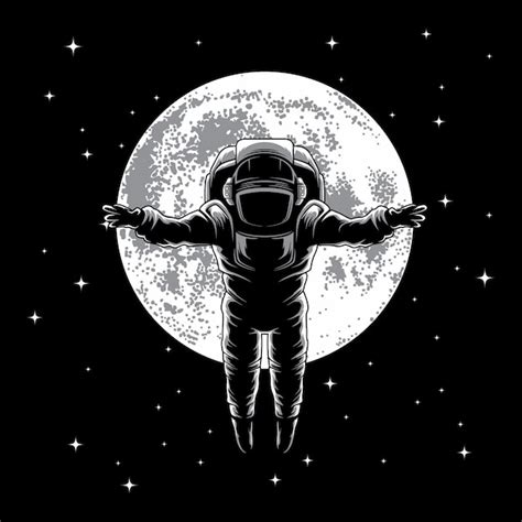Vector De Ilustraci N De Astronauta En La Luna Vector Premium