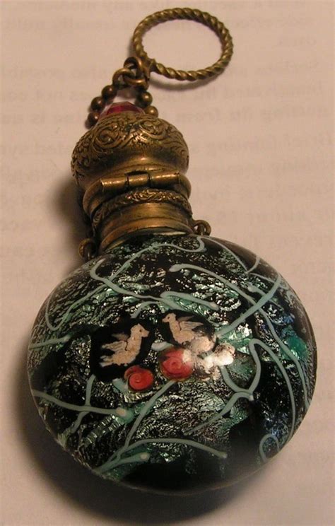 Victorian Antique Venetian Murano Aventurine Chatelaine Canes Perfume Bottle Chatelaine