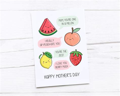 Happy Mothers Day Card Mothers Day Mum Card Fruit Puns Etsy Uk