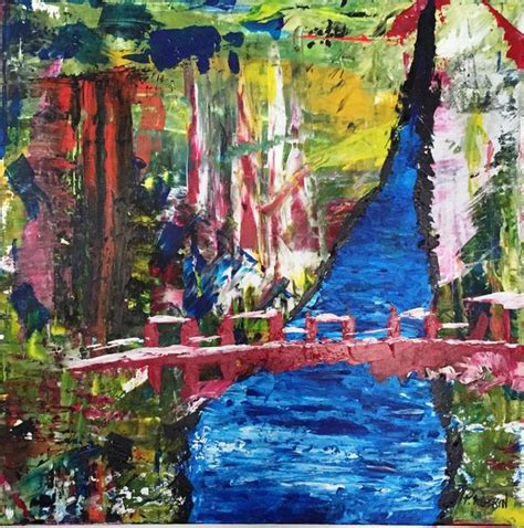 Bridge Over The River Nature Paintings River Painting Abstract