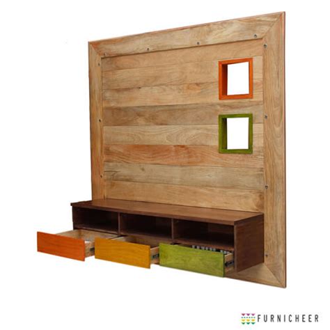 Shop with afterpay on eligible items. Brown Solid Wood Wall Mounted TV Unit with Brown Shelf and ...