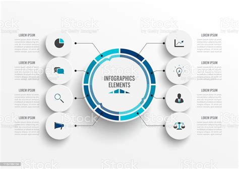 Vector Infographic Template With 3d Paper Label Integrated Circles