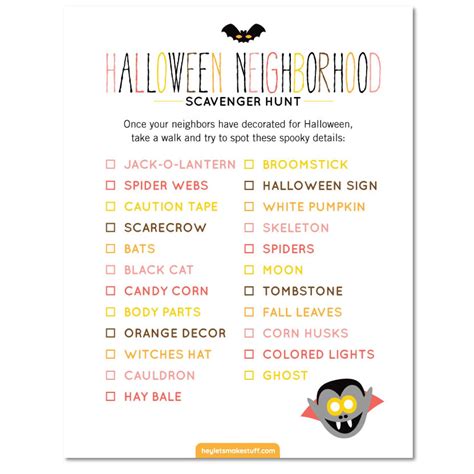 Free Printable Neighborhood Halloween Scavenger Hunt