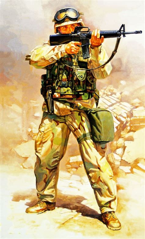Us Trooper In Iraq Operation Desert Storm Military Artwork Military