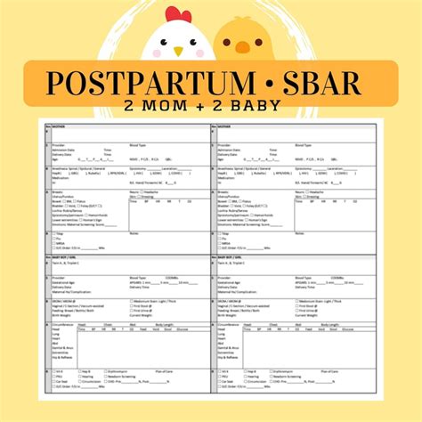 2 Mom And 2 Baby Sbar Ob Postpartum Nursery Maternal Child Nurse