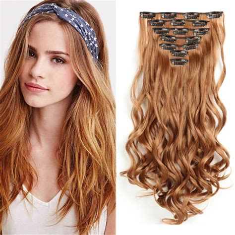 22inch Long Auburn Clip In Hair Extensions With 7pcs 16clips For Individual Highlight Hair Piece