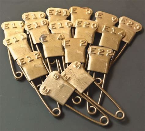 12 Vintage Laundry Pins Brass Embossed Numbered Pins Etsy
