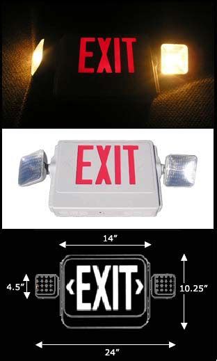 Led Emergency Exit Sign Exit Sign Red Swivel Combo Unit