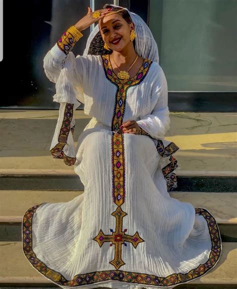 Simple Habesha Dress Ethiopian Clothing Ethiopian Traditional Dress