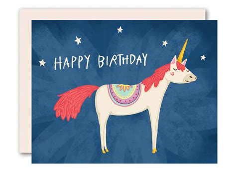 Unicorn Happy Birthday Card For Men Women And Children By Pencil Joy