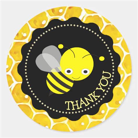 Cute Honeybee Honeycomb Thank You Stickers Zazzle