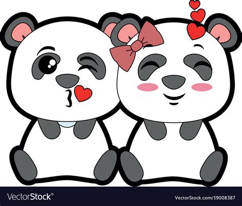 Cute Pandas Lovely Emojis Kawaii Royalty Free Vector Image