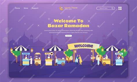 Premium Vector Flat Design Illustration Of Bazar Ramadan Market